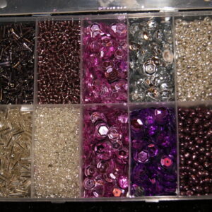 Ref 10004 - Coffret perles et sequins Blanc/Rose