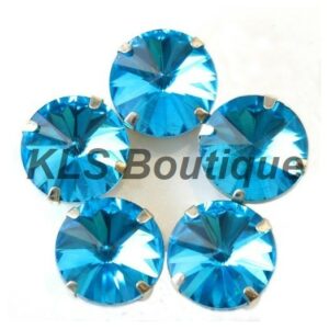 Ref 115 - 5 Strass à Coudre 16 mm Bleu Clair